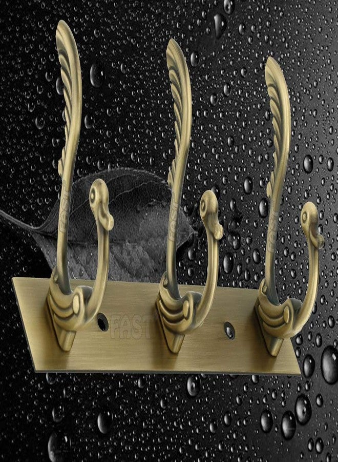 FAST CH13 Peacock Brass Antique Finish Stainless Steel Towel Hook & Cloth Hooks for Door and Wall Mounted Hanger (3 Double Hanging Hooks) - Image 3